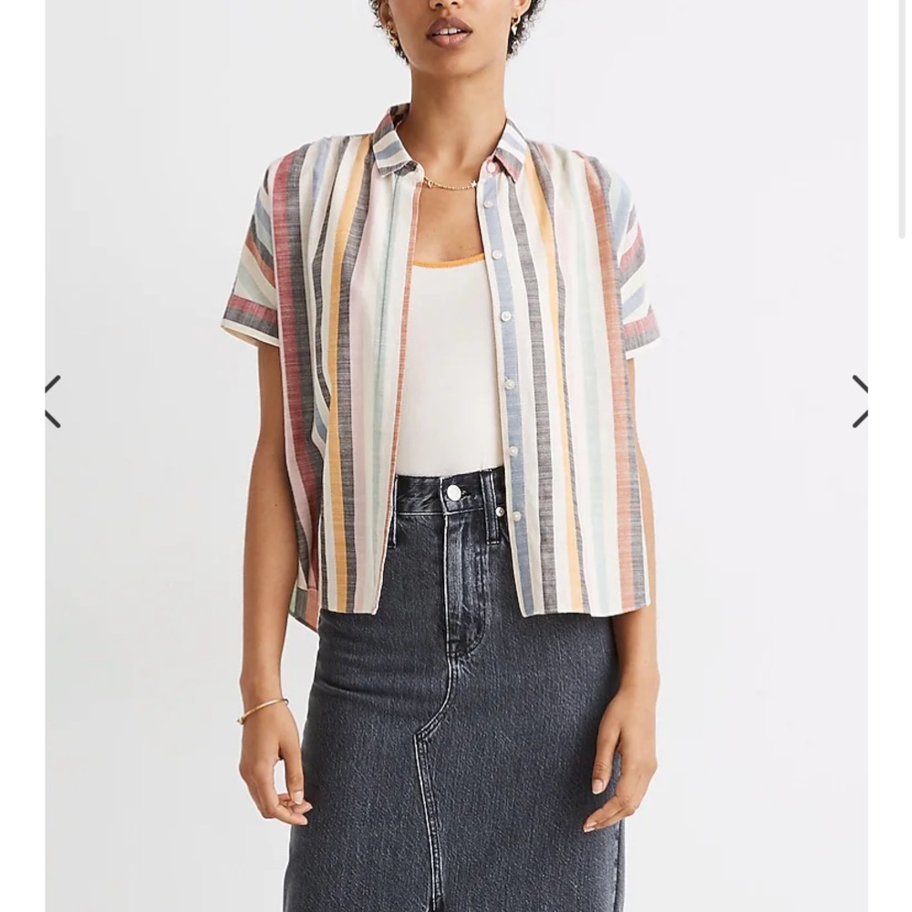 Madewell brand Hilltop Shirt in Rainbow Stripe Size S